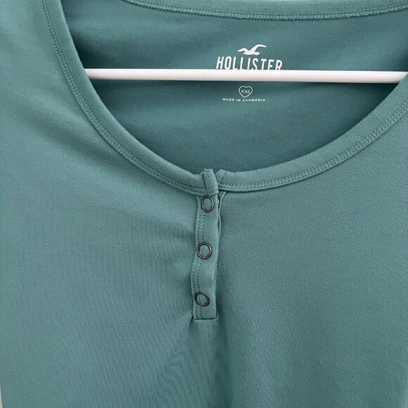 Teal Fitted Hollister Long Sleeve with Button-up Top - Picture 5 of 7